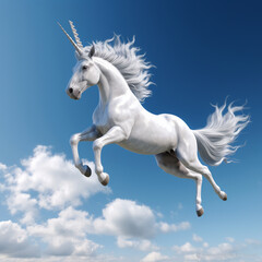 Naklejka na ściany i meble there is a white horse that is jumping in the air. generative ai.