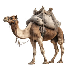 camel in the desert isolated on transparent background cutout