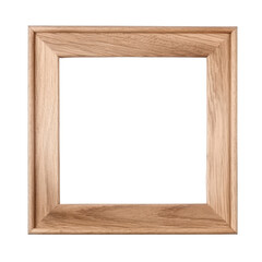 wooden picture frame isolated on transparent background cutout