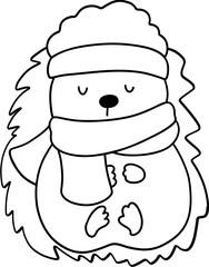 Cute Christmas Porcupine, Autumn or Fall Animal, illustration