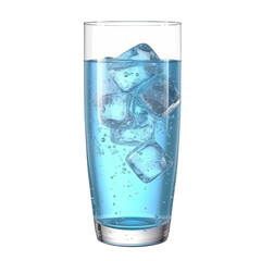 glass of water with ice isolated on transparent background cutout