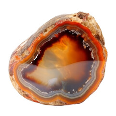 a slice of orange on a stone isolated on transparent background cutout