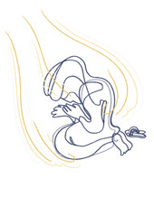 The man is praying, contour line.