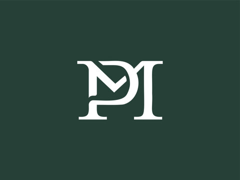 Letter PM or MP serif font typography logo with classic modern style for signature symbol, personal brand, wedding monogram, etc.