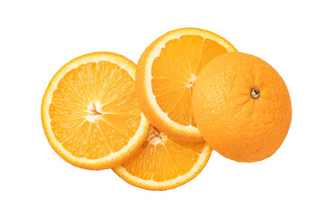 sliced orange fruit isolated. png file