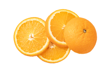 sliced orange fruit isolated. png file