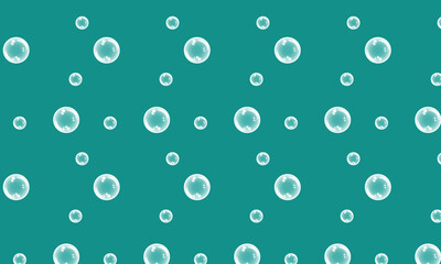 Seamless pattern with lemonade bubbles, soap bubbles on green background