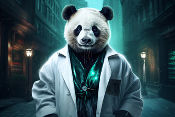 panda in doctor costume