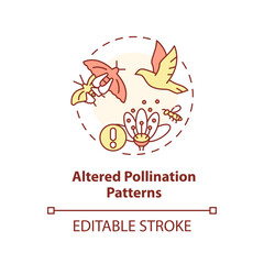 Editable altered pollination patterns icon representing heatflation concept, isolated vector, global warming impact linear illustration.