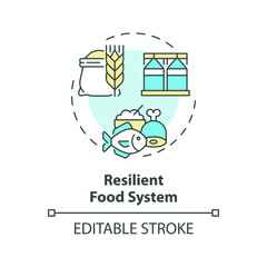 Editable resilient food system icon representing heatflation concept, isolated vector, global warming solutions linear illustration.