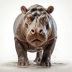 A juvenile Hippopotamus (Hippopotamus amphibius) in a playful mood.