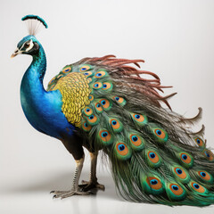 Obraz premium A majestic Peacock (Pavo cristatus) showing off its vibrant tail.