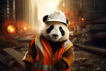 Fototapete construction worker panda © IOLA