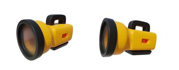 yellow flashlight  3d rendering element