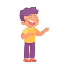 Angry Bullying Boy Character with Face Grimace Teasing Somebody Vector Illustration