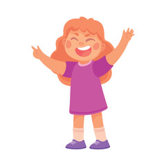 Angry Bullying Girl Character Point Finger with Face Grimace Teasing Somebody Vector Illustration
