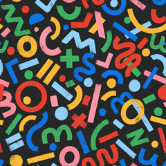 Beautiful abstract seamless pattern with colorful lettering. Stock print illustration. Popular design.