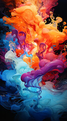 abstract art of colorful water splashes and swirls