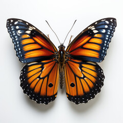 A resting Monarch Butterfly (Danaus plexippus) top-down view.