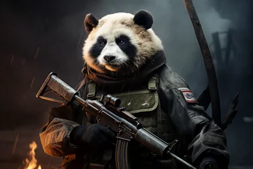 Raamstickers panda war soldier © IOLA