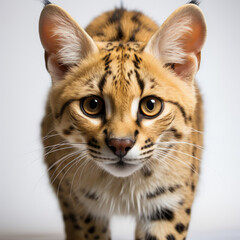 A Serval (Leptailurus serval) poised to pounce.
