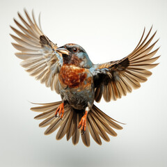 Obraz premium An energetic Sparrow (Passeridae) ready for takeoff.