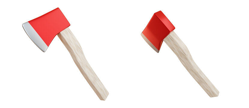 set of red axe 3d object 