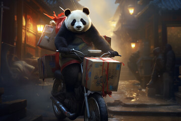 Panda delivers packages
