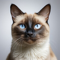A Siamese cat (Felis catus) with dichromatic eyes.