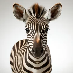 Foto op Canvas A juvenile Zebra (Equus quagga) with its distinctive black and white stripes. © blueringmedia