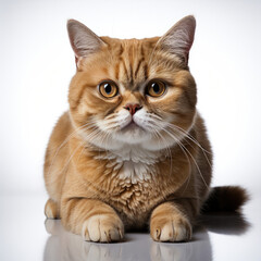 Obraz premium An Exotic Shorthair cat (Felis catus) with vibrant dichromatic eyes.