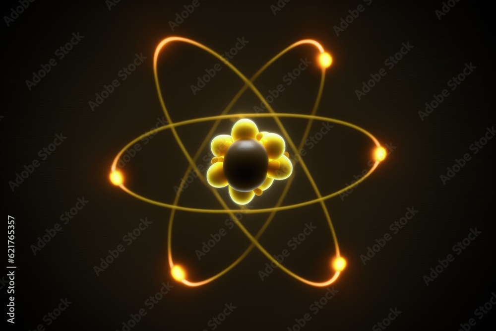 Wall mural atomic nucleus electrons neutrons protons. model shows that an atom is mostly empty space, with elec
