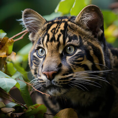 A ferocious clouded leopard (Neofelis nebulosa) ruling over its domain. Taken with a professional camera and lens.