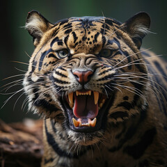 A ferocious clouded leopard (Neofelis nebulosa) ruling over its domain. Taken with a professional camera and lens.
