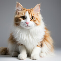 A Turkish Van cat (Felis catus) showcasing dichromatic eyes.