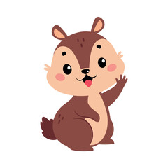 Funny Chipmunk Character with Cute Snout Greeting Vector Illustration
