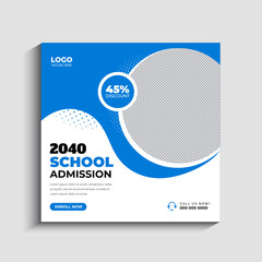 School Admission Social Media post and web banner or square flyer template design