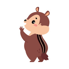 Funny Chipmunk Character with Cute Snout Standing Vector Illustration