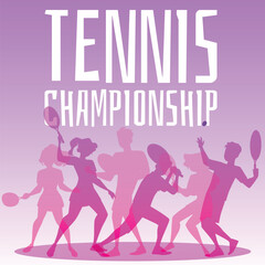 Tennis championship banner or poster vector illustration on gradient background.