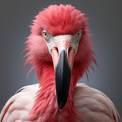 An elegant closeup shot of a Flamingo (Phoenicopteridae) showcasing its high detail plumage and graceful neck.