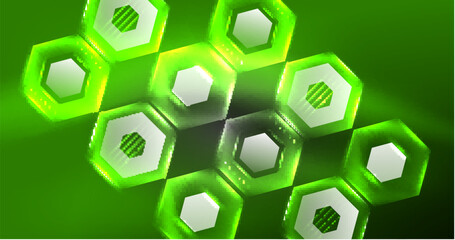 Neon hexagon background. Hi-tech design for wallpaper, banner, background, landing page, wall art, invitation, prints, posters