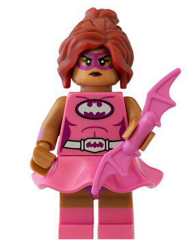 Dortmund - Deutschland 6. Juli 2023 Lego Minifigure Batgirl im pinken Kostüm