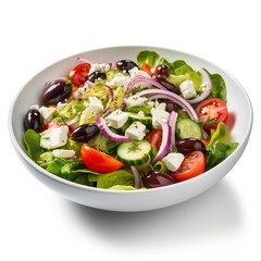 Greek salad with feta cheese, Fresh Greek salad in a bowl