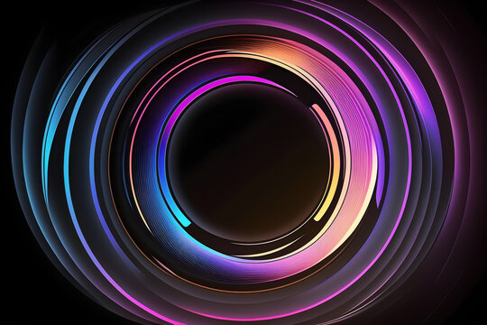 abstract neon background with concentric circles lens aperture