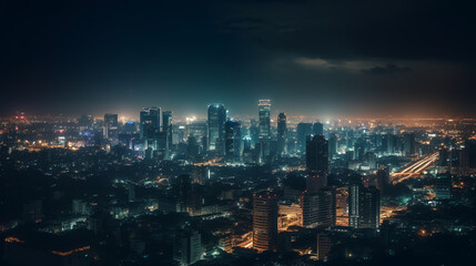 The expansive view showcases the towering skyscrapers, bustling streets, and vibrant energy that define this captivating city. Immerse yourself in the breathtaking cityscape of Bangkok in this shot.