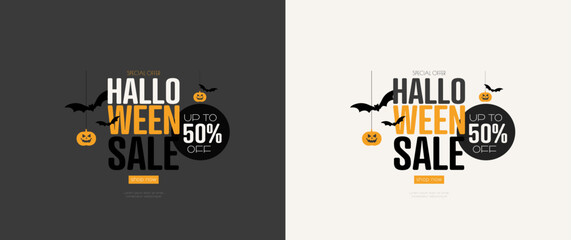 Halloween Sale card set. Modern design for Sales.