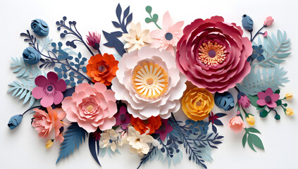 3d paper cut craft collage bouquet of flowers