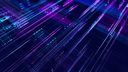 vj loop abstract background. Lines form hologram information blocks, ai construction light grid, info concept lines and nodes. Big data fields. Hi-tech info technology. sci fi theme - Powered by Adobe