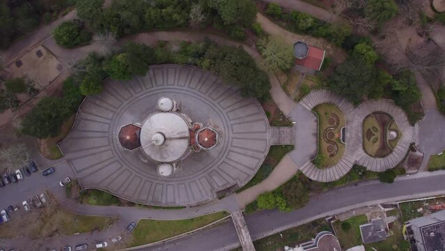 Top down of Jardim do Sameiro with a Piedade e Santos Passos church, aerial