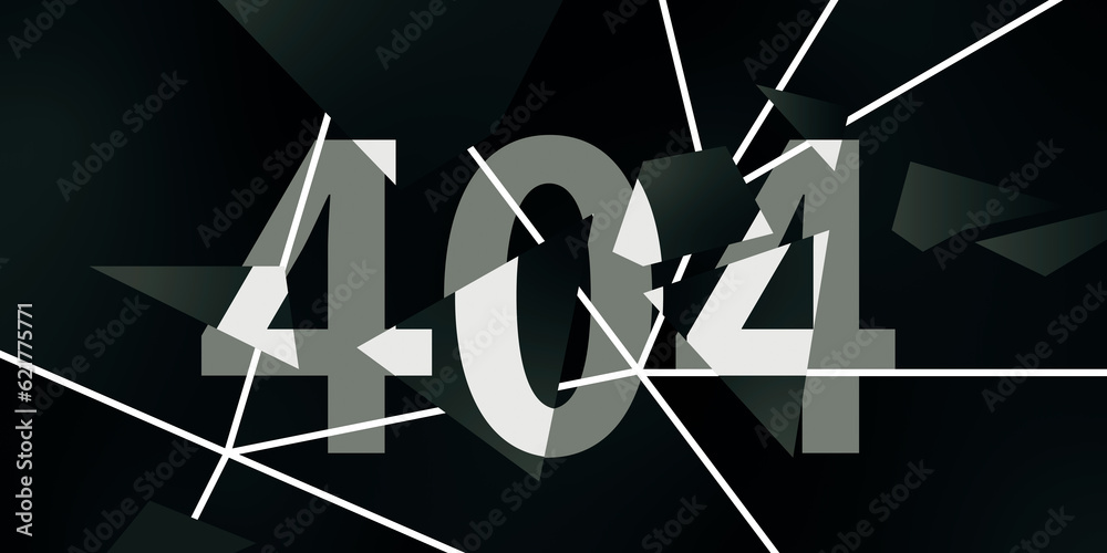 Poster Abstract black 404 error background. Page error found. 3D Rendering.